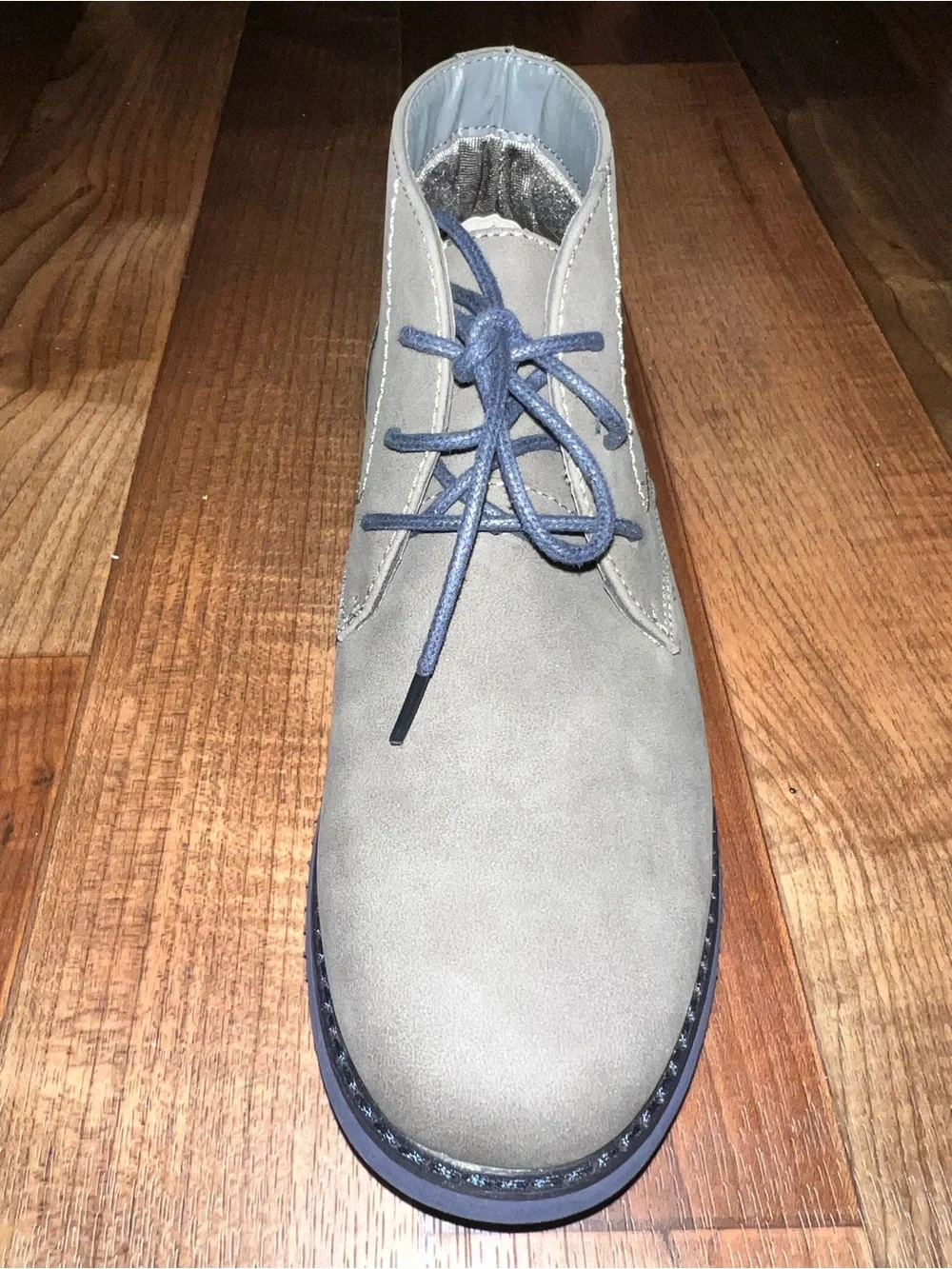 crown & ivy Grey Chukka Boots with Blue Laces